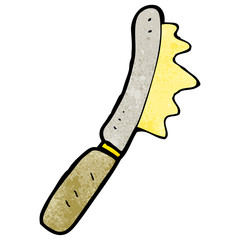 cartoon knife spreading butter