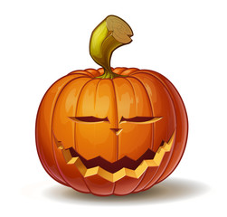 Cartoon vector illustration of a Jack-O-Lantern pumpkin curved in a smiling expression, isolated on white. Neatly organized and easy to edit EPS-10