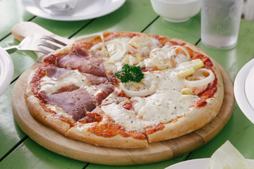 Delicious Pizza with bacon and shrimp