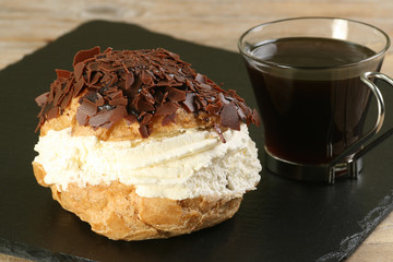 chocolate and fresh cream choux bun