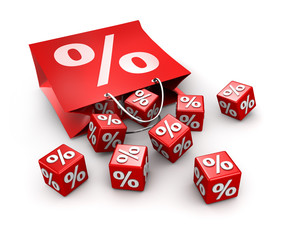 Einkaufstasche mit Prozentew&uuml;rfeln