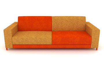  beige orange sofa