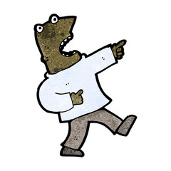 cartoon shocked man pointing,