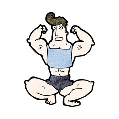 cartoon body builder posing