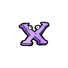 cartoon letter x with eyes