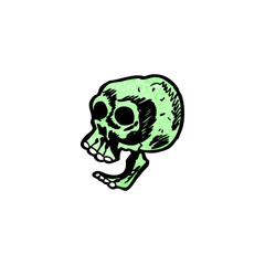 cartoon spooky green skull