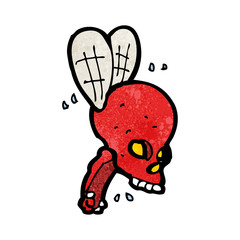 cartoon spooky skull fly