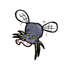 cartoon spooky skull fly