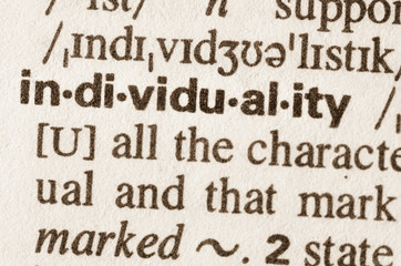 Dictionary definition of word individuality