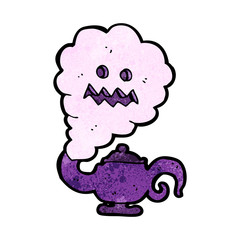 cartoon genie in lamp