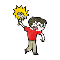 Fototapeta premium cartoon boy with hammer