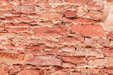 Red medieval brick wall background