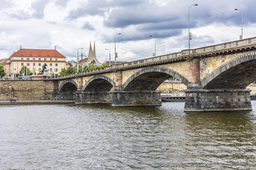 Fototapeta na wymiar Prague embankment and Vltava River. Prague, Czech Republic.