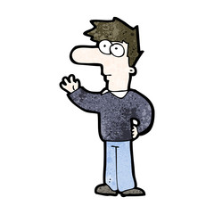 cartoon man with big nose waving