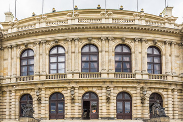 Fototapeta na wymiar Neo-renaissance Rudolfiunum (concert hall) in Prague, Czech Rep.