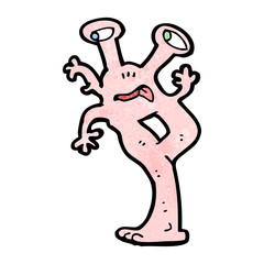 cartoon weird alien monster