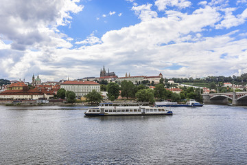 Castle, Cathedral St. Vitus from Vltava River. Prague, Czech Rep