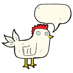 cartoon hen with speech bubble