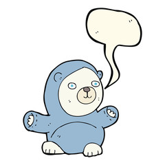 cute cartoon polar bear with speech bubble