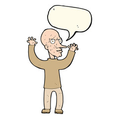 cartoon mean man with speech bubble
