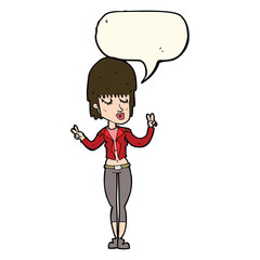 cartoon cool girl with speech bubble