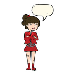 cartoon cool girl with speech bubble