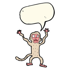 cartoon frightened monkey with speech bubble