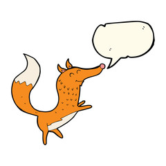 cartoon happy fox with speech bubble