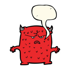 cartoon little alien with speech bubble