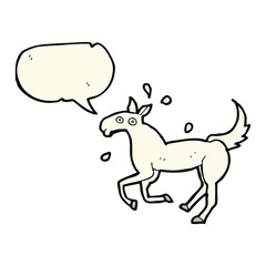 cartoon horse sweating with speech bubble