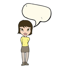 cartoon pretty girl with speech bubble