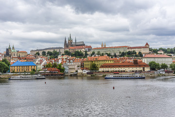Fototapeta premium Castle, Cathedral St. Vitus from Vltava River. Prague, Czech Rep