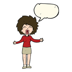 cartoon loud woman with speech bubble