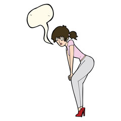 cartoon woman posing with speech bubble