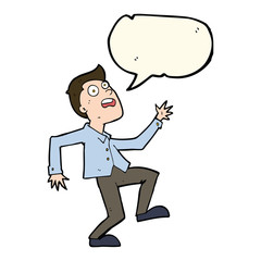 cartoon man panicking with speech bubble