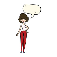 cartoon pretty woman with speech bubble