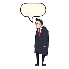 cartoon bad tempered man with speech bubble