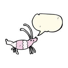 cartoon shrimp with speech bubble