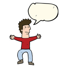 cartoon stressed out man with speech bubble