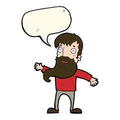 cartoon man with beard waving with speech bubble