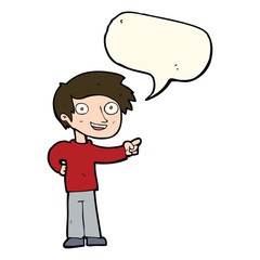 cartoon man pointing with speech bubble