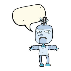 cartoon robot with speech bubble