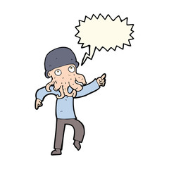cartoon alien man dancing with speech bubble