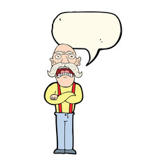 cartoon shocked old man with speech bubble