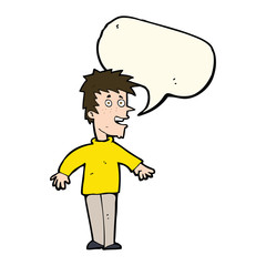 cartoon happy boy with speech bubble