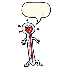cartoon hot thermometer with speech bubble