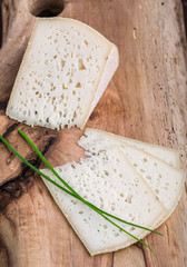 Slices of goat cheese