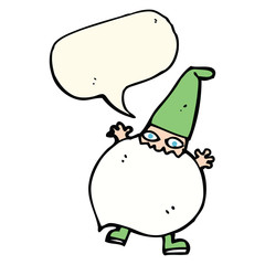 cartoon tiny santa with speech bubble