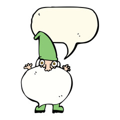 cartoon tiny santa with speech bubble