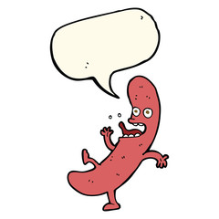cartoon sausage with speech bubble